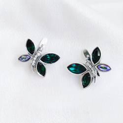 "Доминика" серьги в серебряном покрытии из коллекции "Парк бабочек" от Jenavi с английским замком