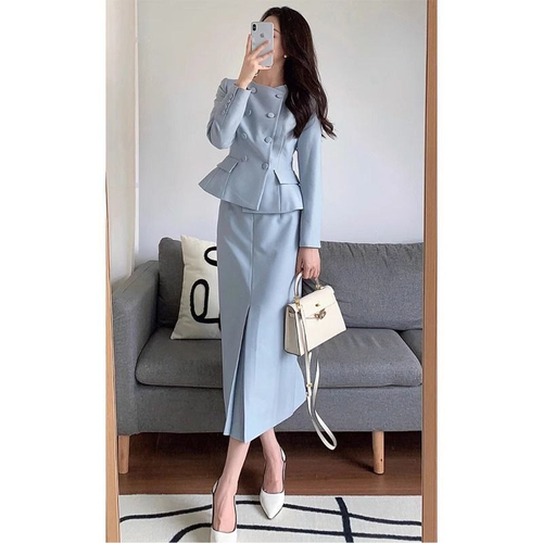 Костюм женский (жакет с баской и юбка-миди)