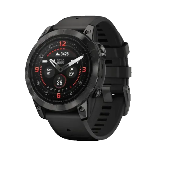 Garmin epix Pro (Gen 2) Sapphire Edition 47 мм, титановый, угольно-серый DLC, черный ремешок