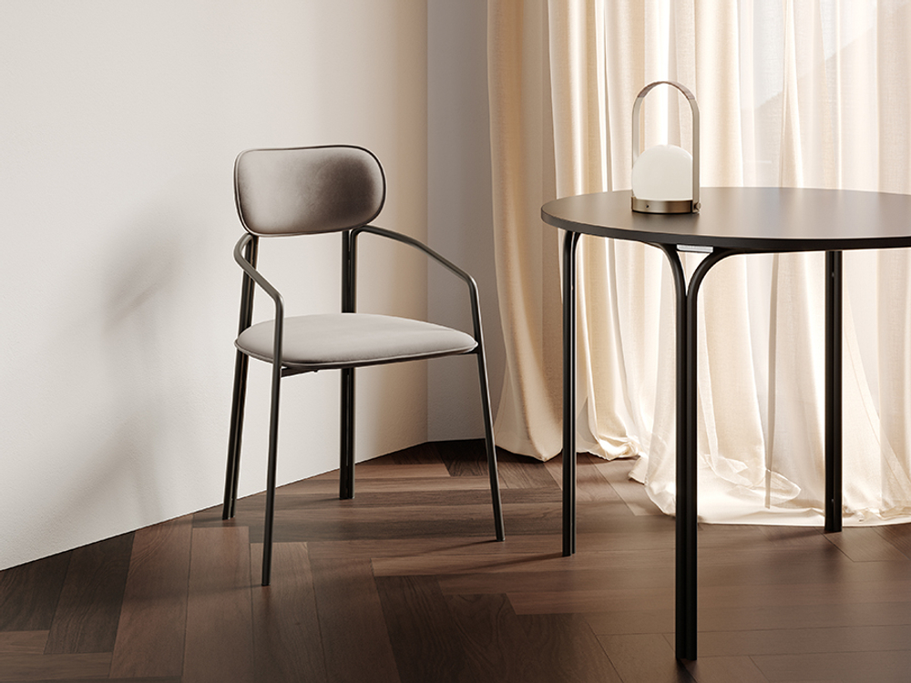 Стул LATITUDE Ror, Round, велюр, черный/серый