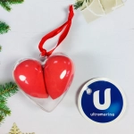 Спонжи для контуринга 2шт в прозрачном фигурном шаре «Новогоднее чудо», цвет красный, красная лента бантик, 6,5*3*3,7см (пакет с подвесом)