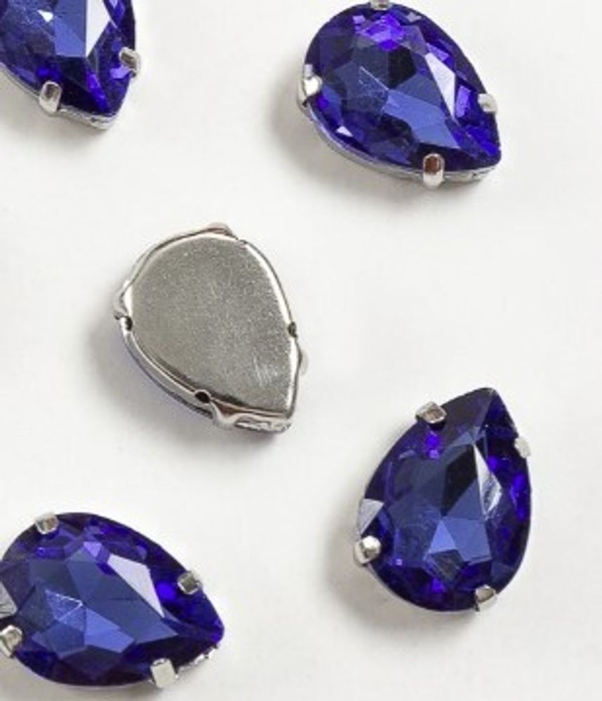 Стразы пришивные стекло в оправе, р. 18 мм, синий