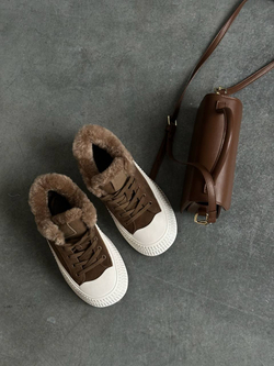 Кеды из натуральной кожи/Натуральный мех