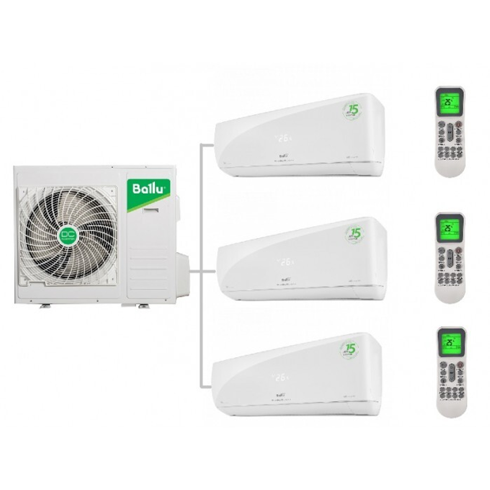 Мульти сплит система Ballu на 3 комнаты (20+20+20 кв.м) BSUI-FM