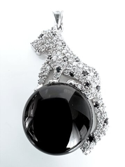 Подвеска Эстерелла, серебро 925*, циркон, оникс, родирование/Ф