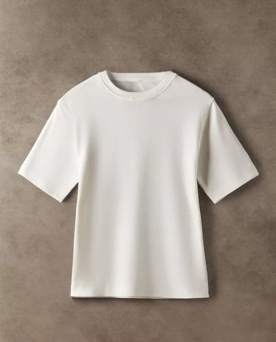 ZARA HOME ХЛОПКОВАЯ ФУТБОЛКА, ЭКРЮ