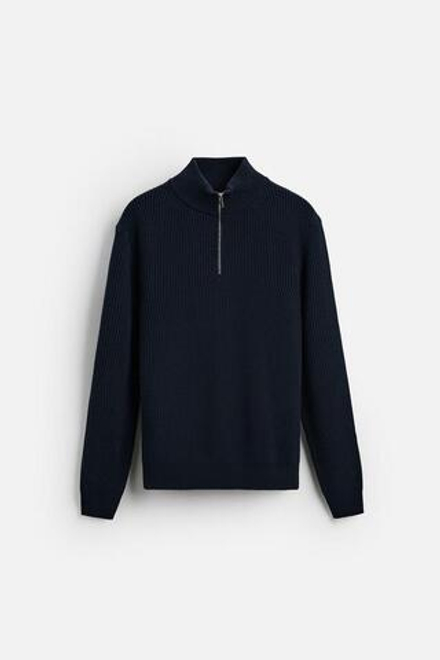 ZARA СВИТЕР С ВЫСОКИМ ВОРОТНИКОМ И ЗАСТЕЖКОЙ-МОЛНИЕЙ, МОРСКОЙ СИНИЙ