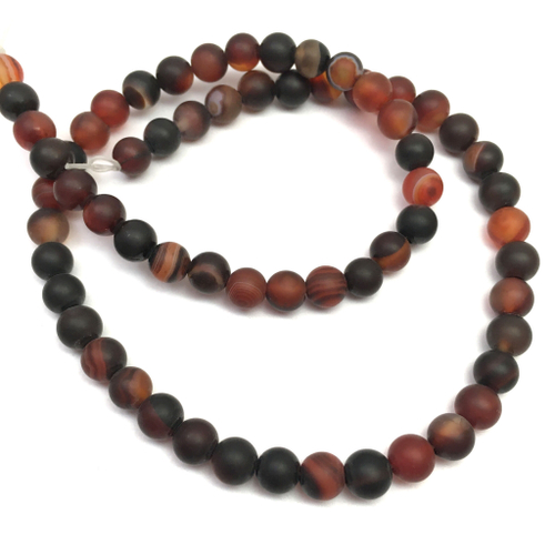 Агат кофейный матовый 6 мм, бусины (нить)