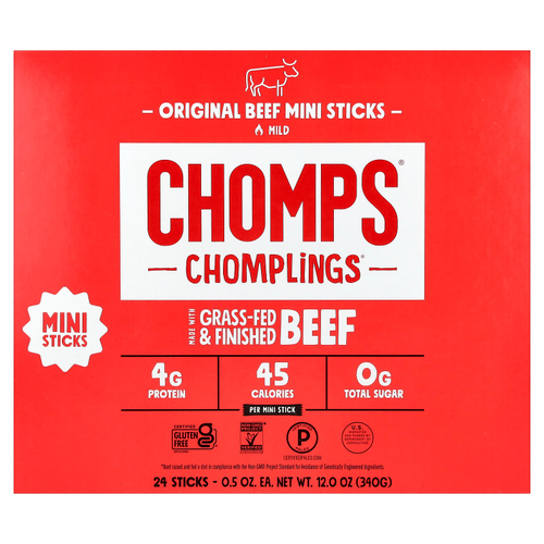Chomps, Chomplings®, оригинальные говяжьи мини-палочки, с неострым вкусом, 24 шт. по 14 г (0,5 унции)