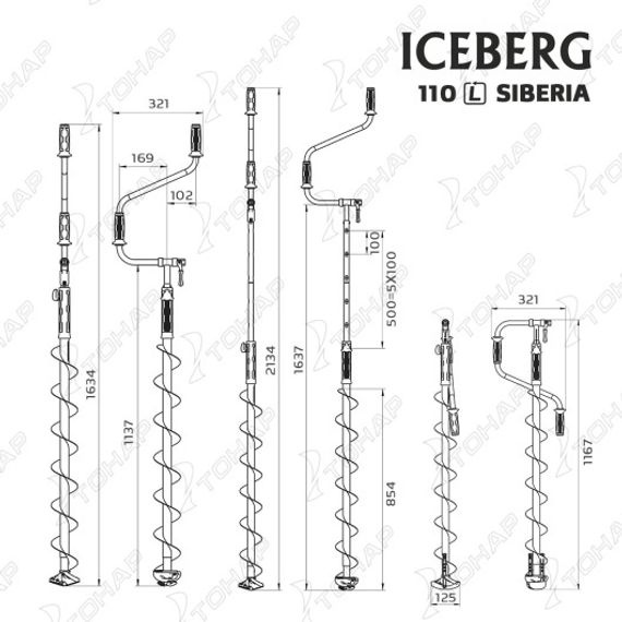 Ледобур ICEBERG-SIBERIA 110L-1600 v3.0 левое вращение (LA-110LS) Тонар