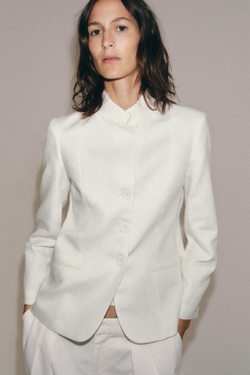ZARA БЛЕЙЗЕР ИЗ 100% ЛЬНА — ZW COLLECTION, БЕЛЫЙ
