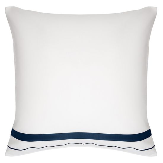 Набор из двух наволочек из сатина белого цвета с темно-синим кантом из коллекции essential, 70х70 см