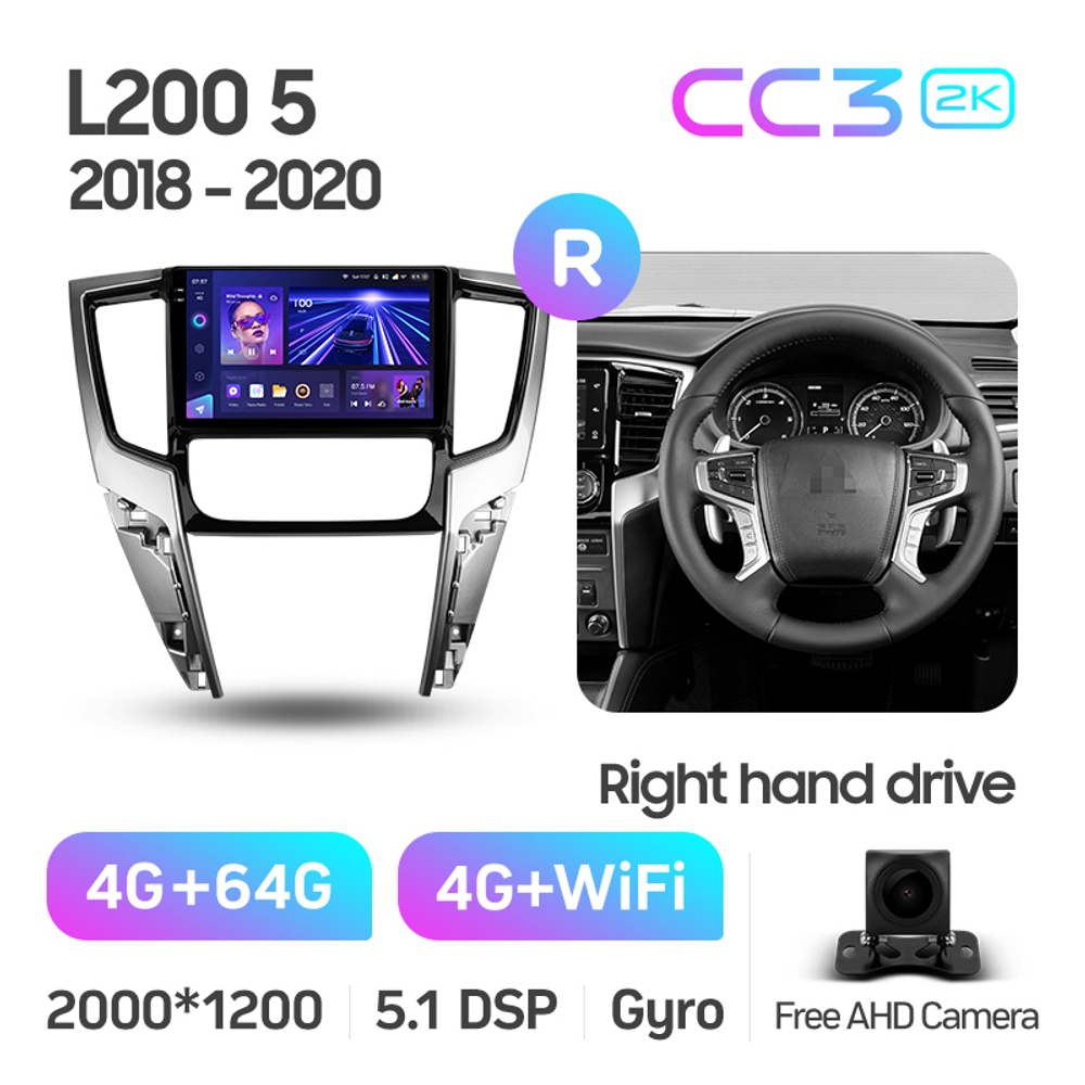 Teyes CC3 2K 9"для Mitsubishi Pajero Sport, L200 2018-2020 (прав)