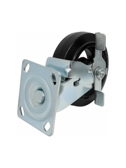 Колесо промышленное поворотное с тормозом с подшипником 160мм резина/чугун Gigant G-04-09-53