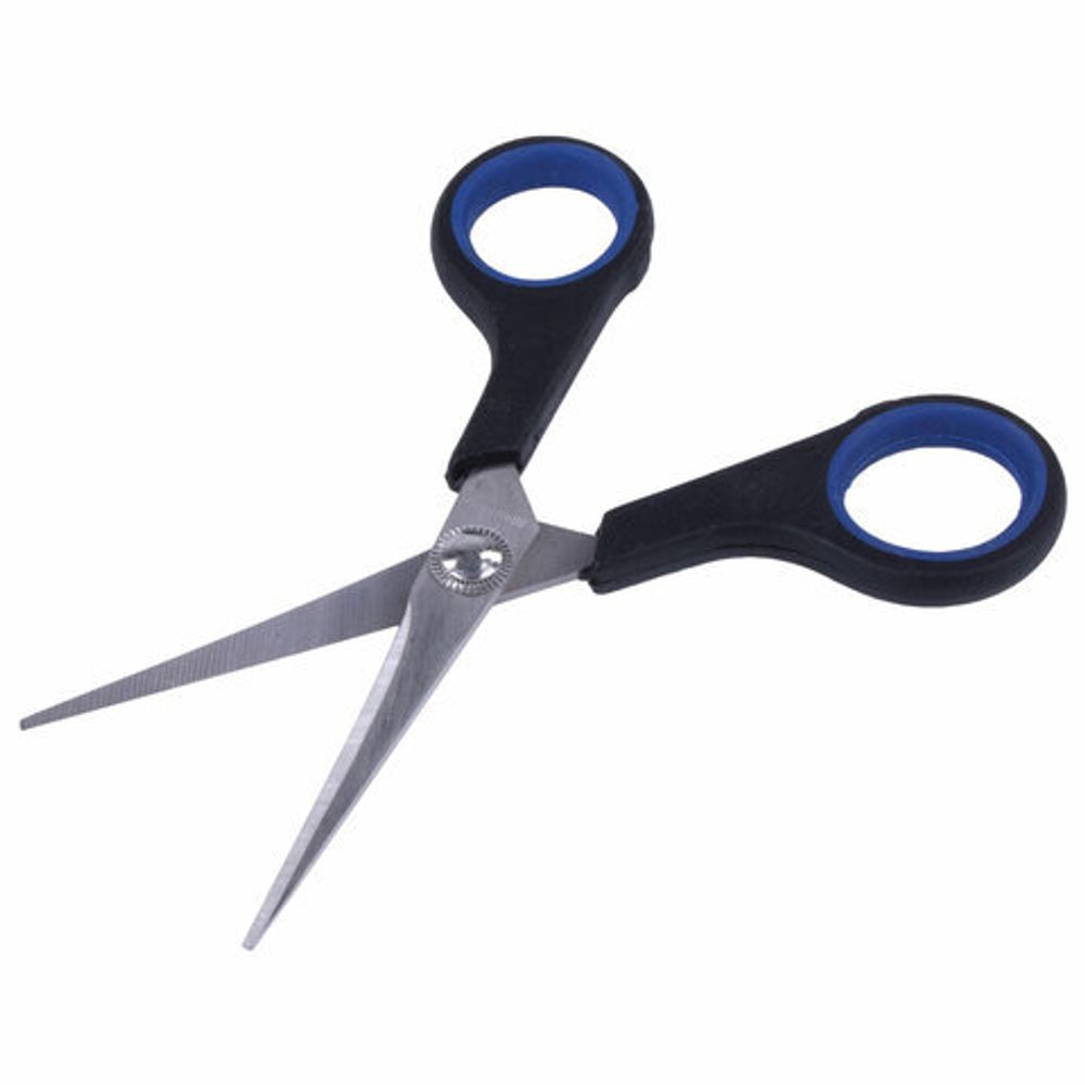 Ножницы BRAUBERG "Soft Grip", 140 мм, черно-синие, резиновые вставки, 3-х сторонняя заточка, 230760