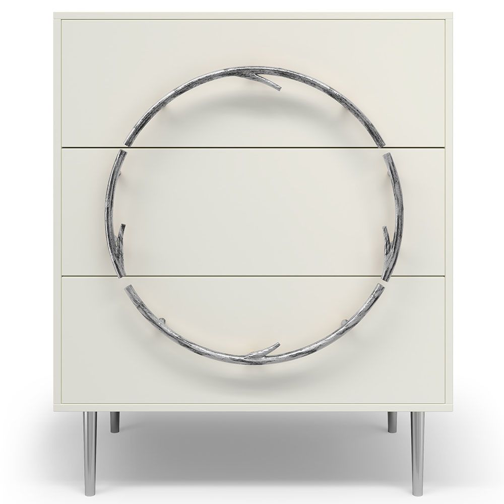 Комод Арт Колор matte Стайл Сильвер с 3 ящиками Белый опал матовый
