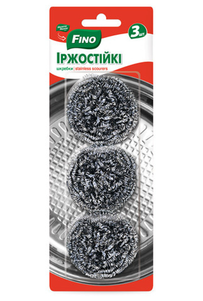 Губка металлическая Fino спиральная в блистере (3 шт)