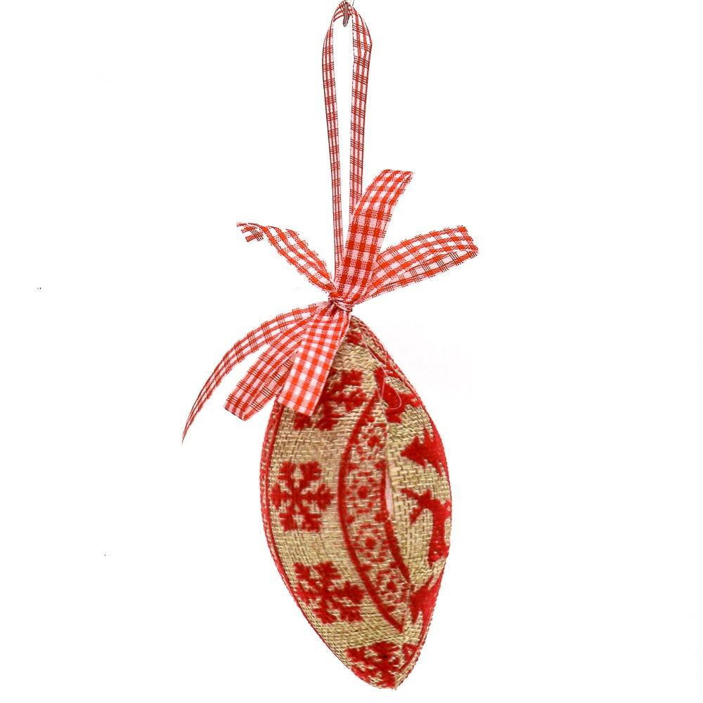 Ел игр Сосульки мешковина с красным узором 9 см 3 шт, кор прозрач