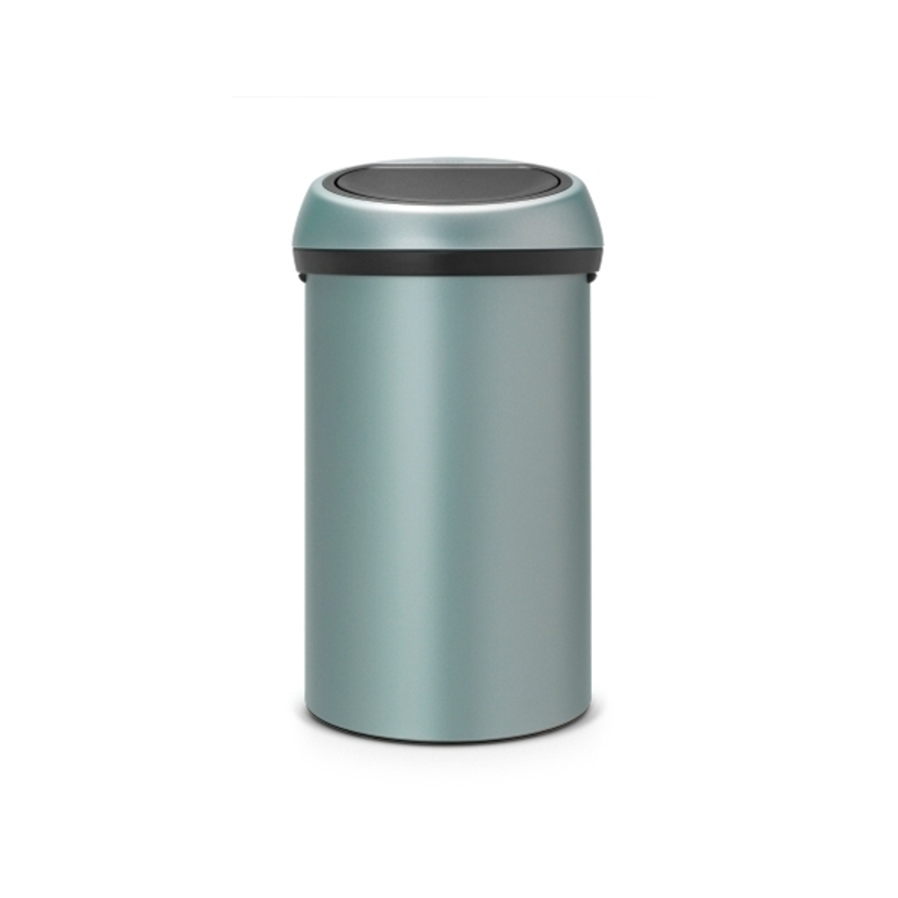 Ведро для мусора Brabantia Touch Bin мятный металик 60л вид спереди