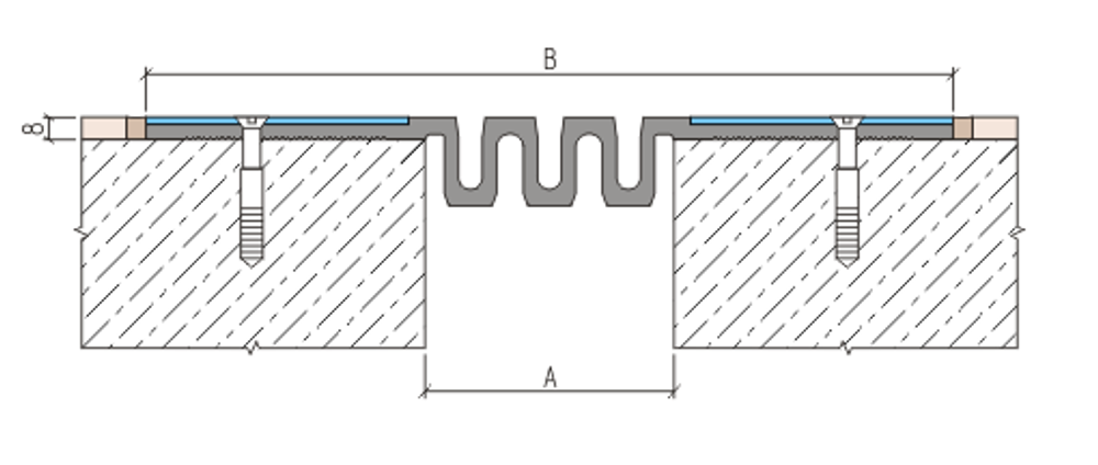 АКВАСТОП ДПВ-8/070-СН Профильная конструкция ТЭП с прижимными накладками из нержавеющей стали 2мм (1,25м), м.п.