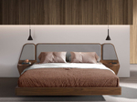 Кровать 7175 из ореха и серой ткани для матраса 180x200 см