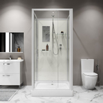 Душевая кабина Niagara Standart ST100/15Q/BK (100х100х200) квадрат,поддон 15см,распашная,проф.белый,без крыши,3 места