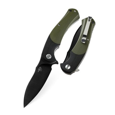 Нож туристический Bestech Penguin сталь D2, рукоять G10 черно-зеленая