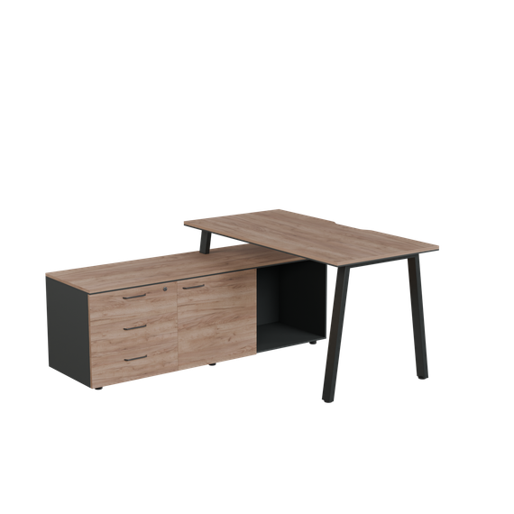 Стол на опорной тумбе на А-каркасе левый PREGO OFFICE 1600*1600/700*750 ПОСОТ-16.7АЛ