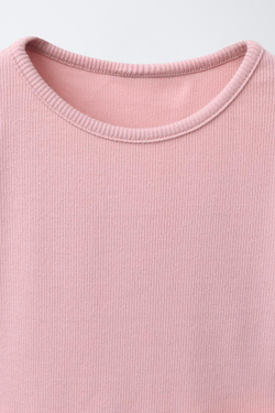 ZARA КОМБИНИРОВАННОЕ ПЛАТЬЕ В РУБЧИК С БАНТОМ, ЦВЕТ РОЗОВОГО ДЕРЕВА