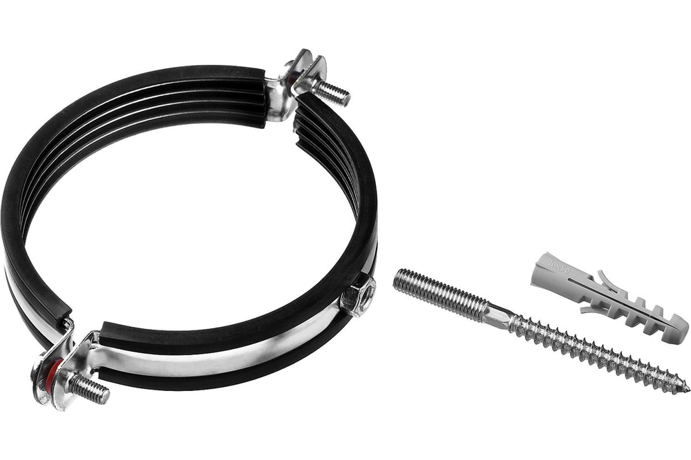 Хомут трубный с гайкой, 3_, 90шт, оцинкованный, ЗУБР