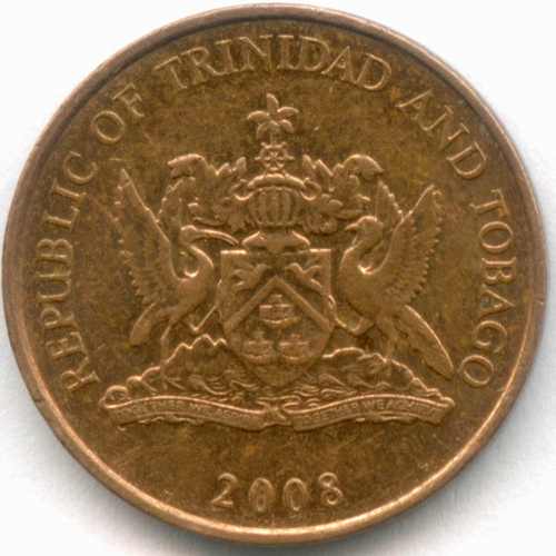 1 цент 2008 год. Тринидад и Тобаго. Колибри. Бронза, диаметр 17.76 мм. VF-XF