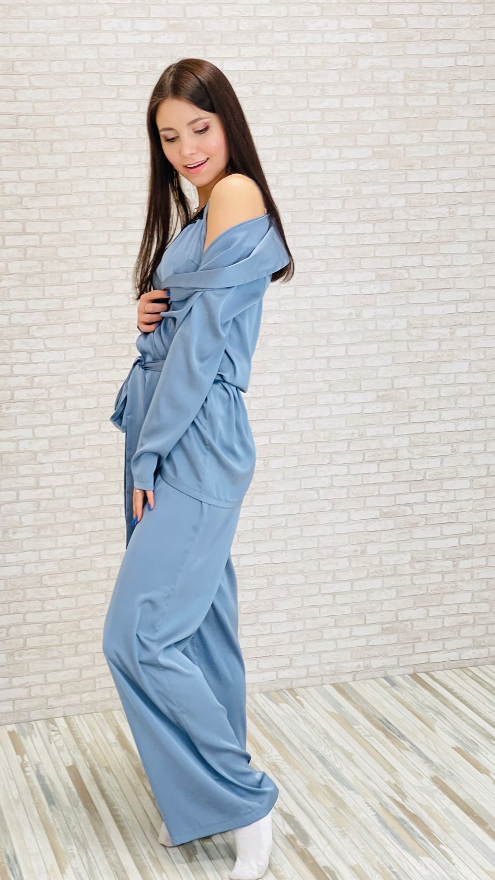 костюм-тройка из шёлк-стрейч