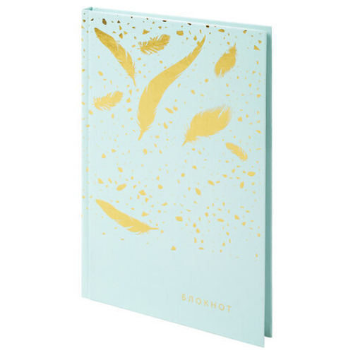 Блокнот А5 134х206мм, 80л, твердый, клетка, тиснение фольгой, STAFF, Пёрышки, 111610