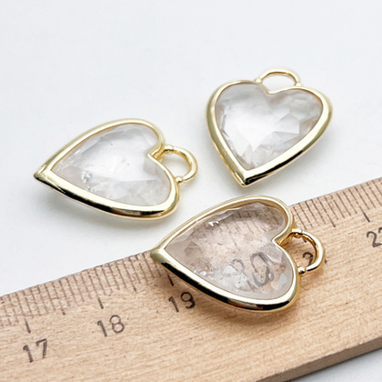 Подвеска Сердце, горный хрусталь, цвет золото, размер 23*20 мм, цена за 1 шт