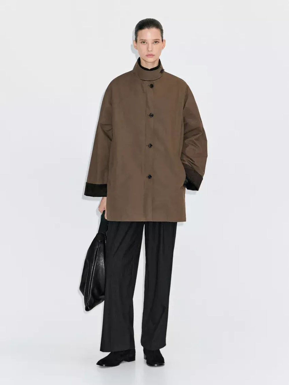 Massimo Dutti Парка с вощеным воротником и вельветовой деталью, хаки