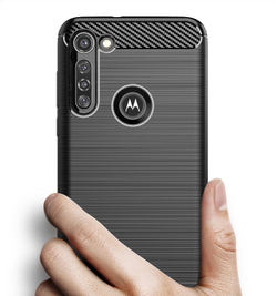 Чехол черного цвета на Motorola G8 Power, серия Carbon от Caseport