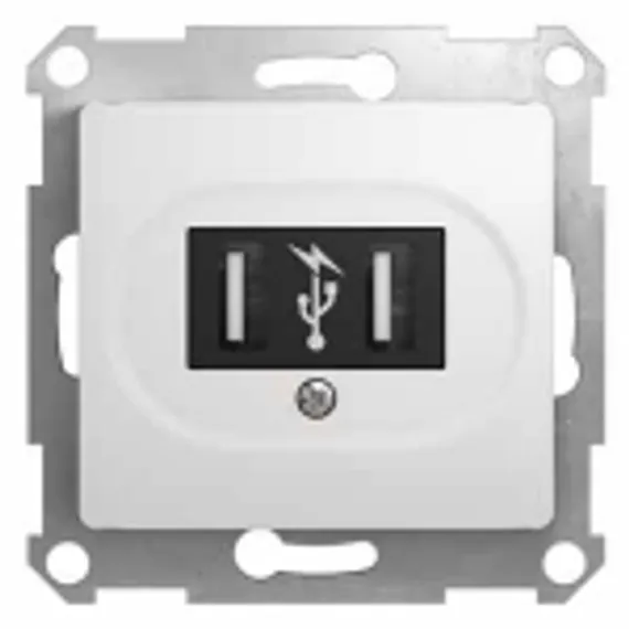 Розетка USB 1-м СП Glossa механизм бел. SchE GSL000132