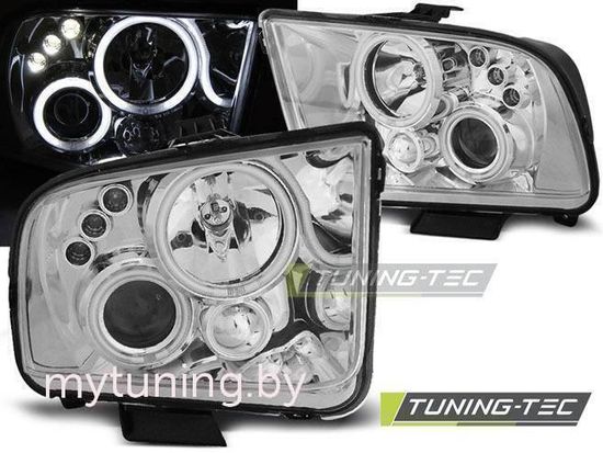 Передние фары angel eyes chrome для Ford Mustang V