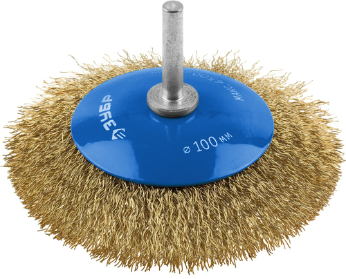 ЗУБР ″Профессионал″. Щетка коническая для дрели, витая латунированная стальная проволока 0,3мм, 100мм