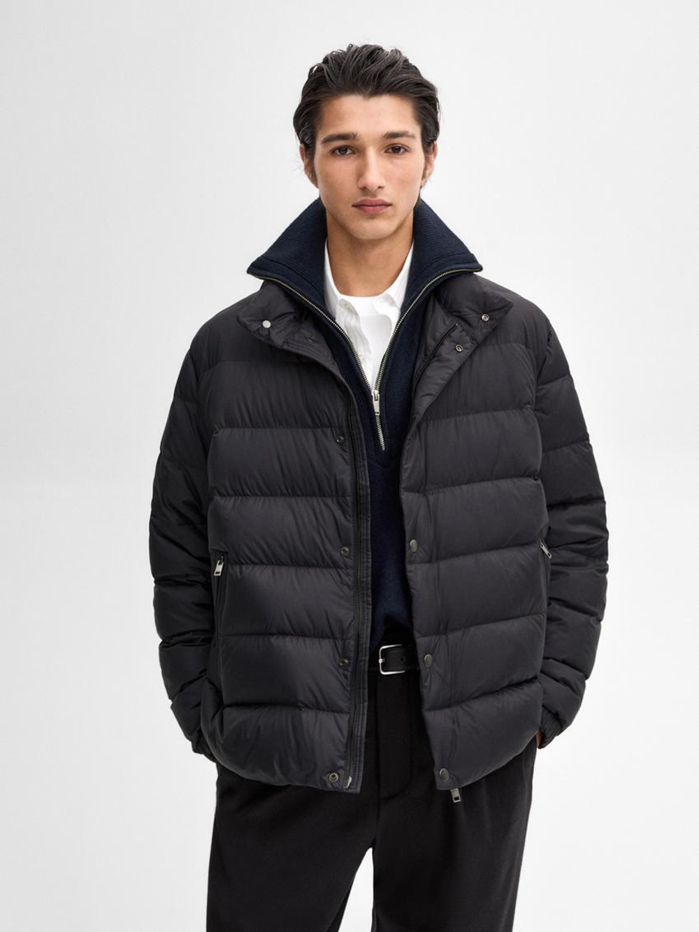 Massimo Dutti Легкий пуховик, темно-синий