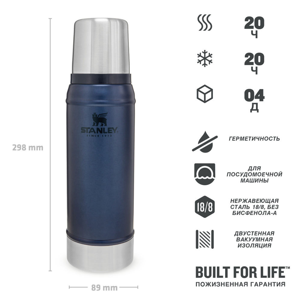 Термос Stanley Classic (0,75 литра), синий