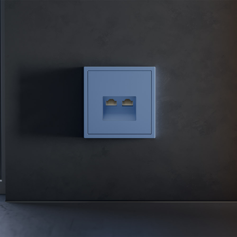 Накладка для розетки компьютерной двойной RJ45+RJ45 кат.6, S70 (деним)