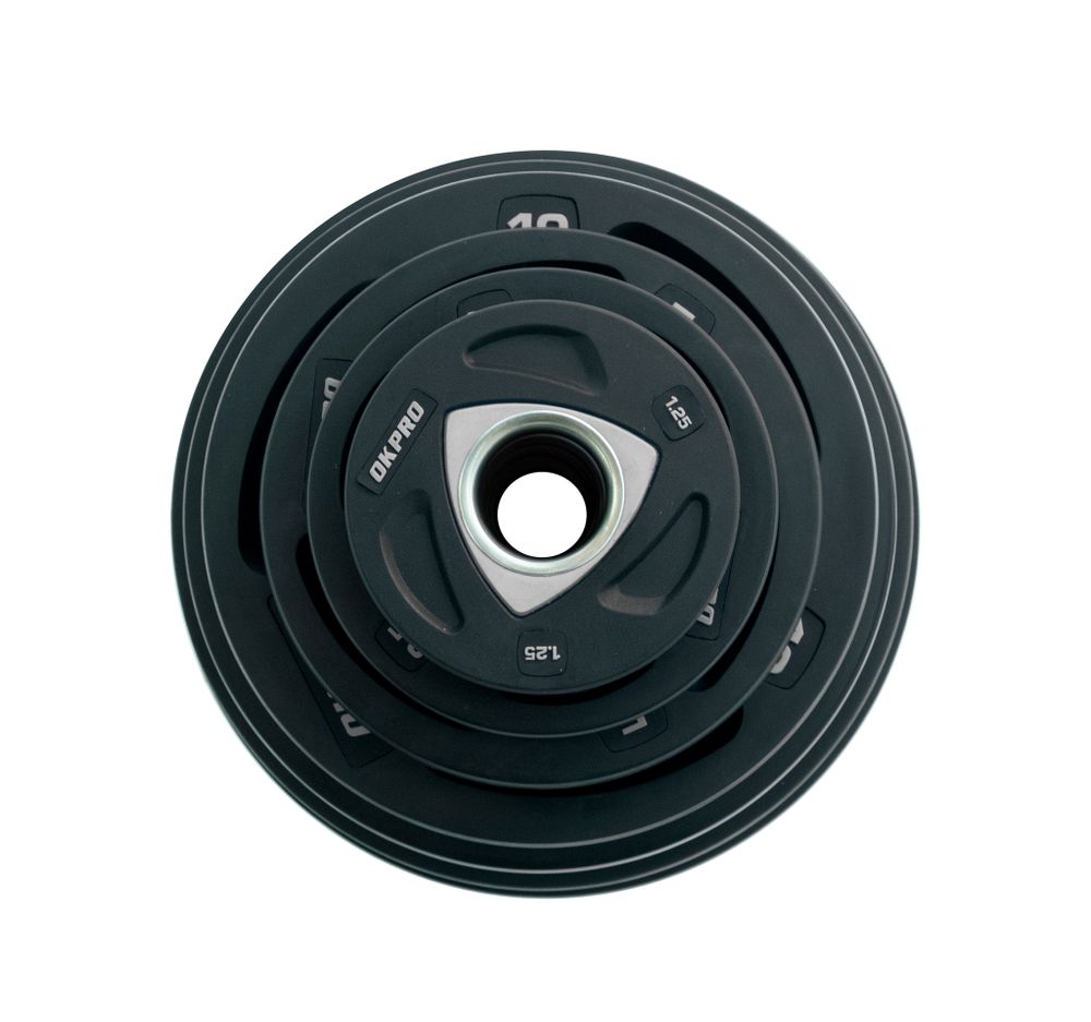 Диск олимпийский полиуретановый 25 кг OKPRO серый лого