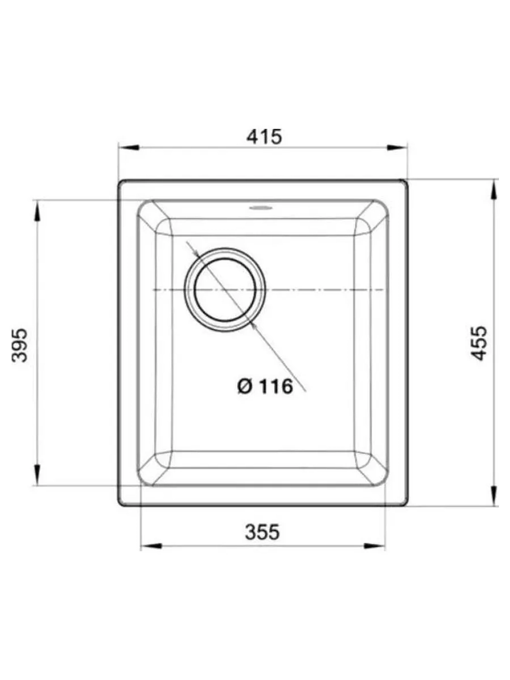 RIVELATO Мойка BERKANA 35 1-чаш 415*455, монтаж: универсальный, материал: кварц, цвет антрацит