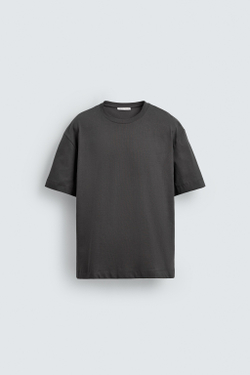 ZARA ФУТБОЛКА RELAXED FIT, ТЕМНЫЙ АНТРАЦИТ
