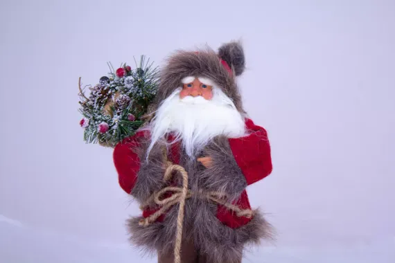 Санта-клаус в красно-сером костюме, h-33 см (C21-121294)