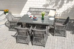 "Катания" обеденная группа плетеная на 6 персон, цвет графит