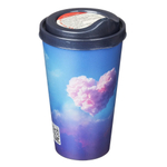 Стакан 550мл с крышкой, с декором (синий)