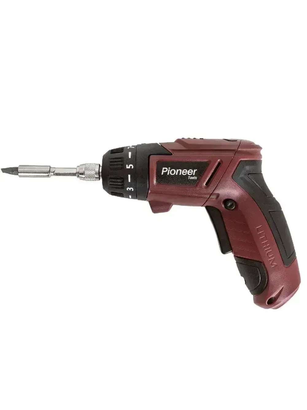 Отвертка аккумуляторная Pioneer CS-M0404C с подсветкой рабочей зоны, 7 ступеней крутящего момента и сверление, 2 положения рукоятки Anti-Slip, 16 бит 25 мм, кейс для хранения