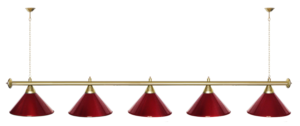 Лампа STARTBILLIARDS 5 пл. (плафоны зеленые,штанга золотая,фурнитура золото)